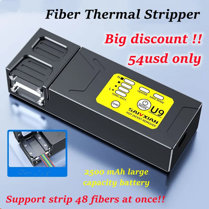 SAIVXIAN U9 Fiber Thermal Stripper Beheizter Draht Abisolieren thermisches Abisolieren von Bandfaser mit Lithiumbatterie Fusion Tool