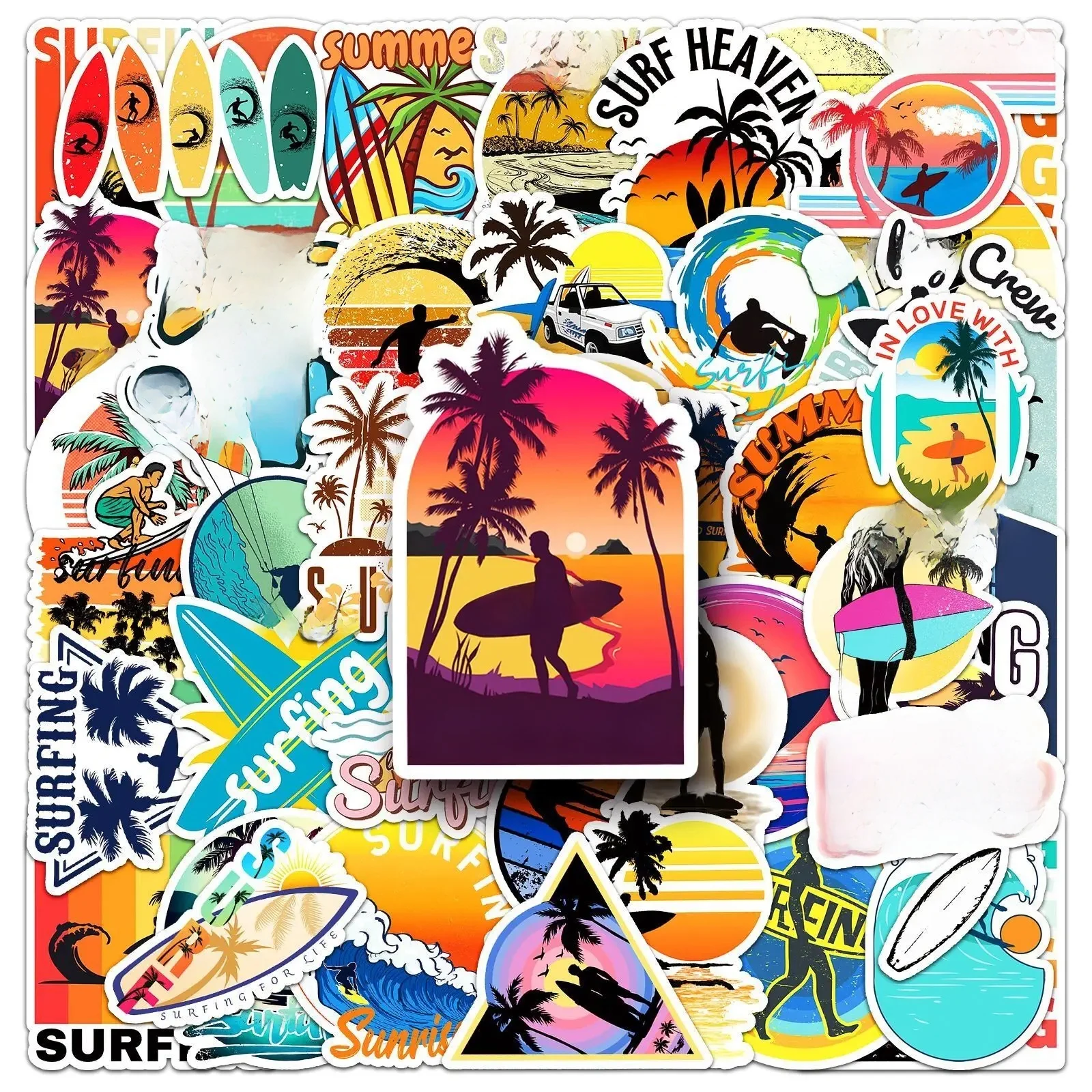 10/50 sztuk fajne letnie plażowe Surfing Graffiti naklejki DIY telefon gitara Laptop bagaż wodoodporne naklejki Surf naklejki zabawki dla dzieci — zdjęcie 2
