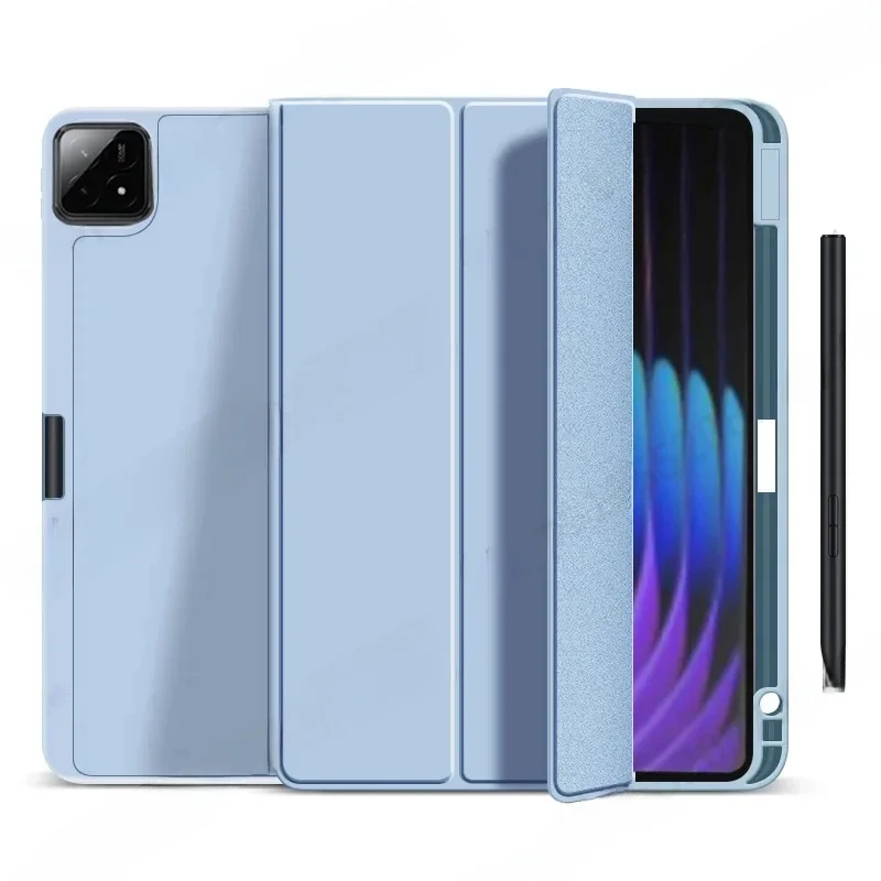 Hülle für Xiaomi Pad 7 mit Stifthalter, dreifach faltbar, aus PU-Leder, weiche Rückseite, Standfunktion, für Xiaomi Pad 7, Xiaomi Pad 8 Pro Hülle, 11,2 Zoll