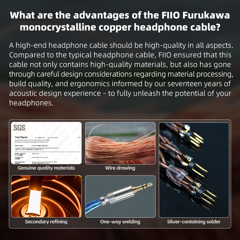 FiiO LC-RC 2024 Furukawa monocrystalline copper headphone MMCX cable