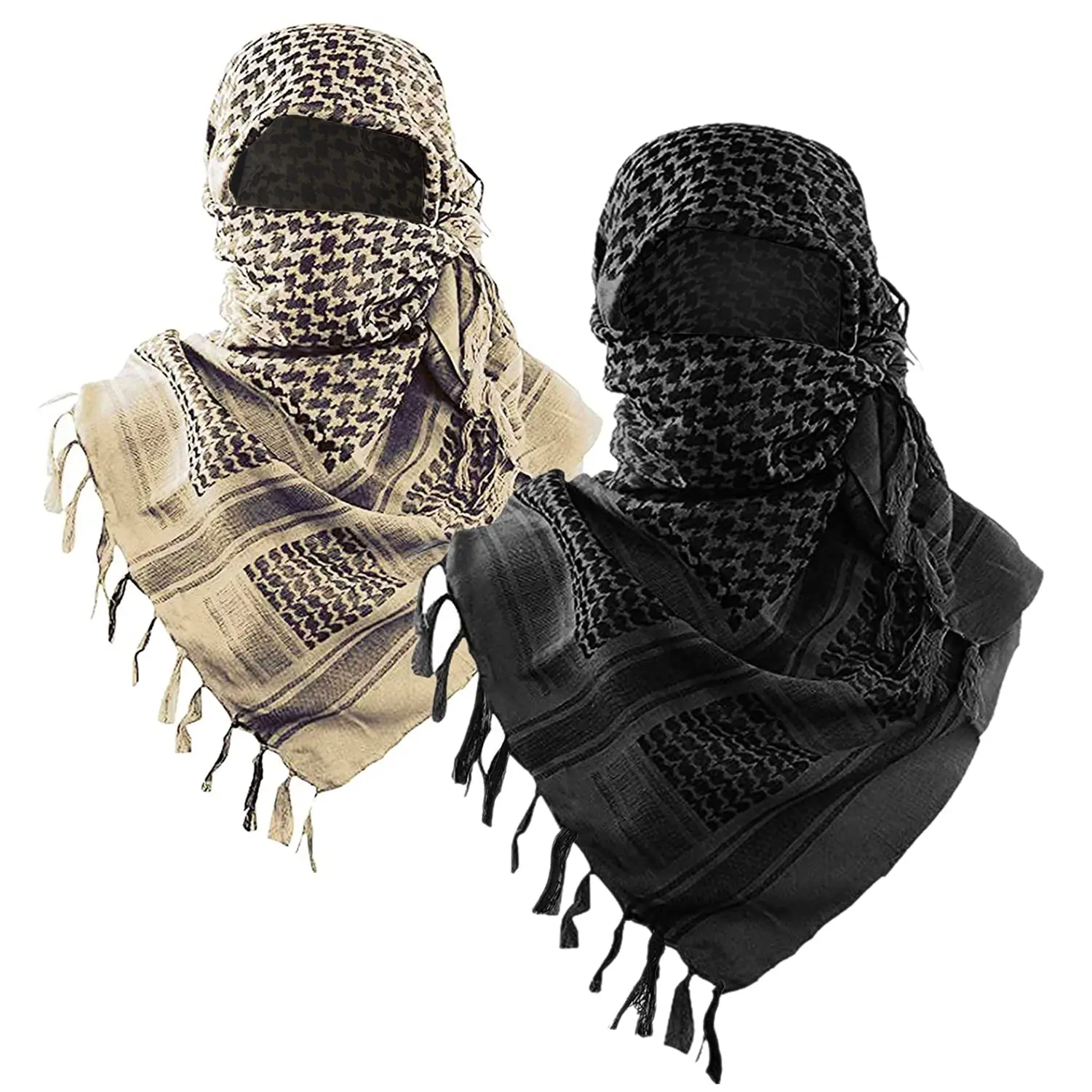 Double Red 2Pcs Military Shemagh Tactical Desert Scarf / 100% Cotton Keffiyeh Scarf Wrap for Men And Women