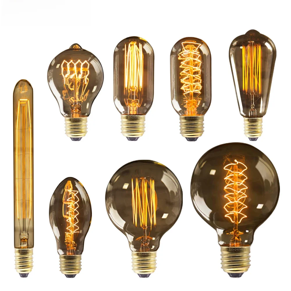 Retro żarówka edisona E27 220V 40W ST64 G80 G95 G125 ampułka Vintage Edison żarówka lampy żarowe żarówka żarówka dekoracja domu — Zdjęcie 2 z 2