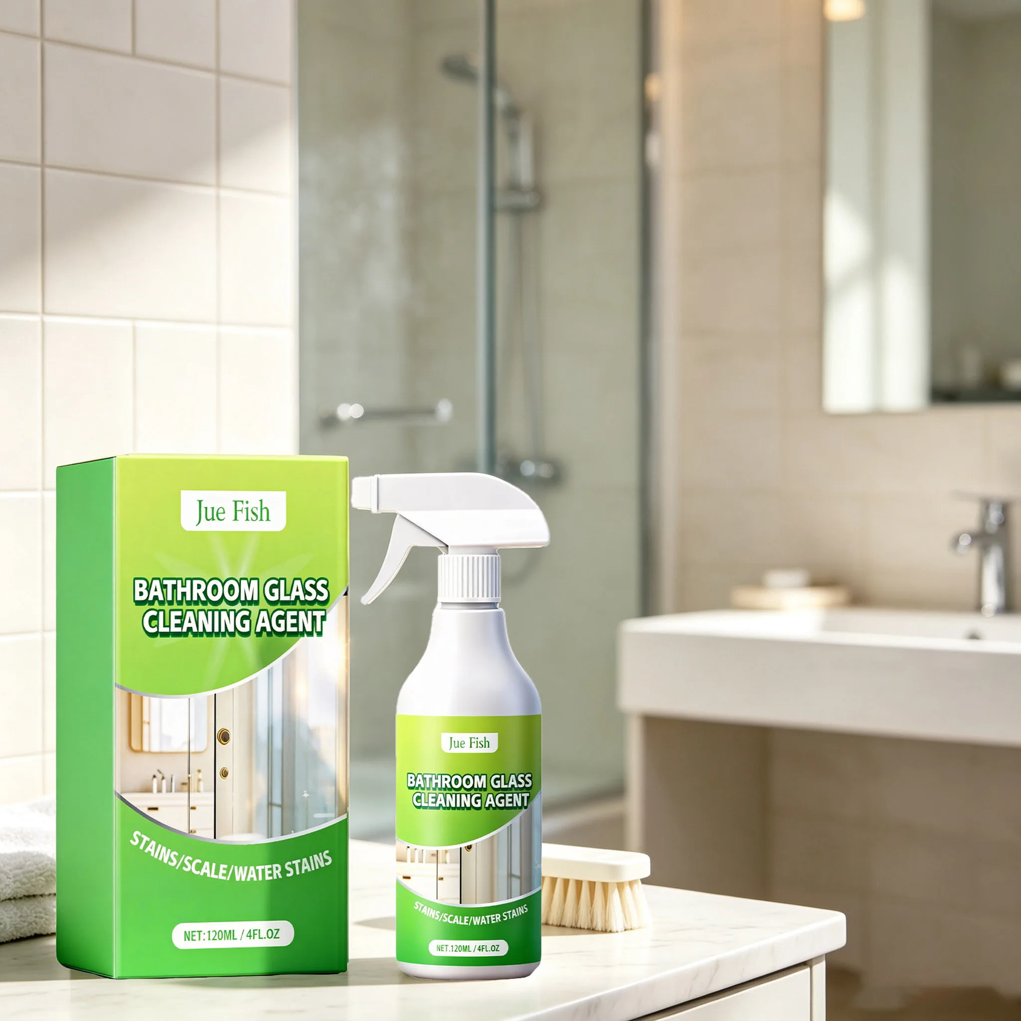120ML Household Bathroom Cleaner Quick Dissolve Stains Remove Water Stains Restoring Gloss Descaling Multipurpose Cleaner for Glass, Tile, Faucets, Bathub