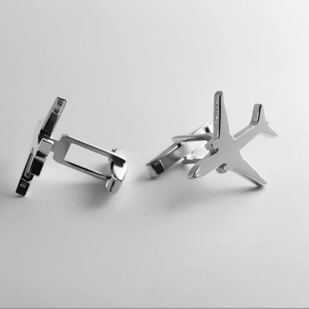 Personalized Design of Airplane Cufflinks, Smooth and Bright Stainless Steel, Exquisite Jewelry for Wedding Groomsmen