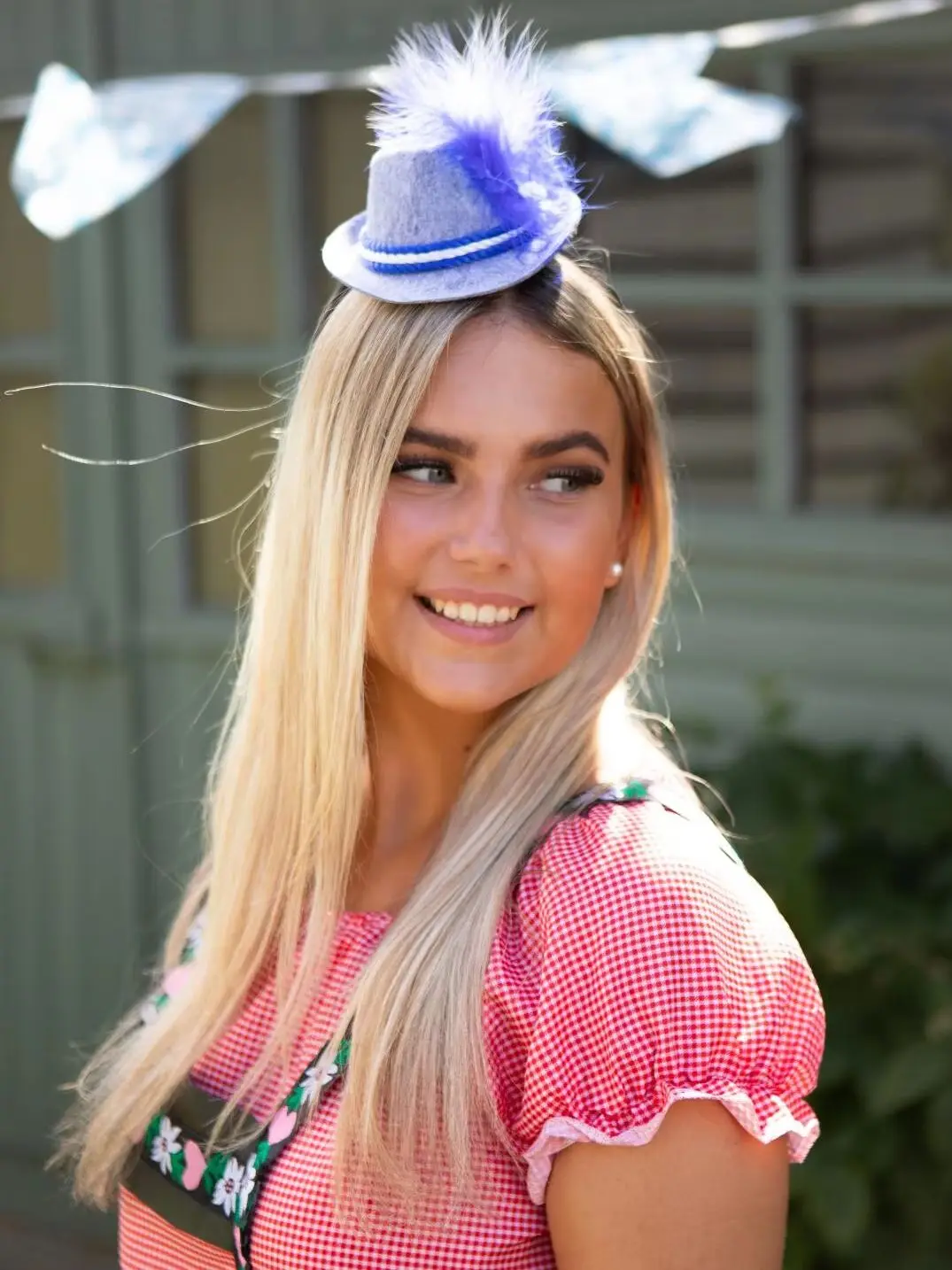 Grey Mini Bavarian Hat - Mini Grey Oktoberfest Hat on Headband with Feather Detail - German Oktoberfest Fancy Dress