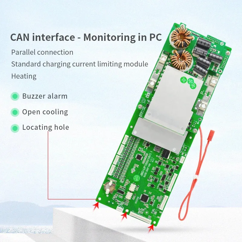 JIABAIDA Smart Home Energy Storage Li-ion LiFePO4 16S 48V BMS 100A 150A 200A UART CAN RS485 Инвертор для общественного питания BMS с ЖК-дисплеем JBD