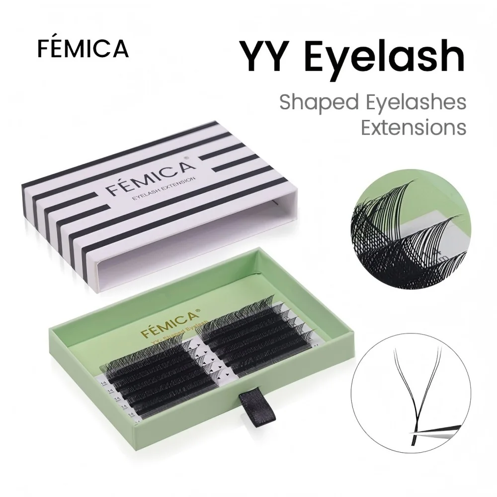 FemicaLashes YY Mink Eyelash Extensions Premade Volume Fans Soft Natural Lashes for DIY Makeup