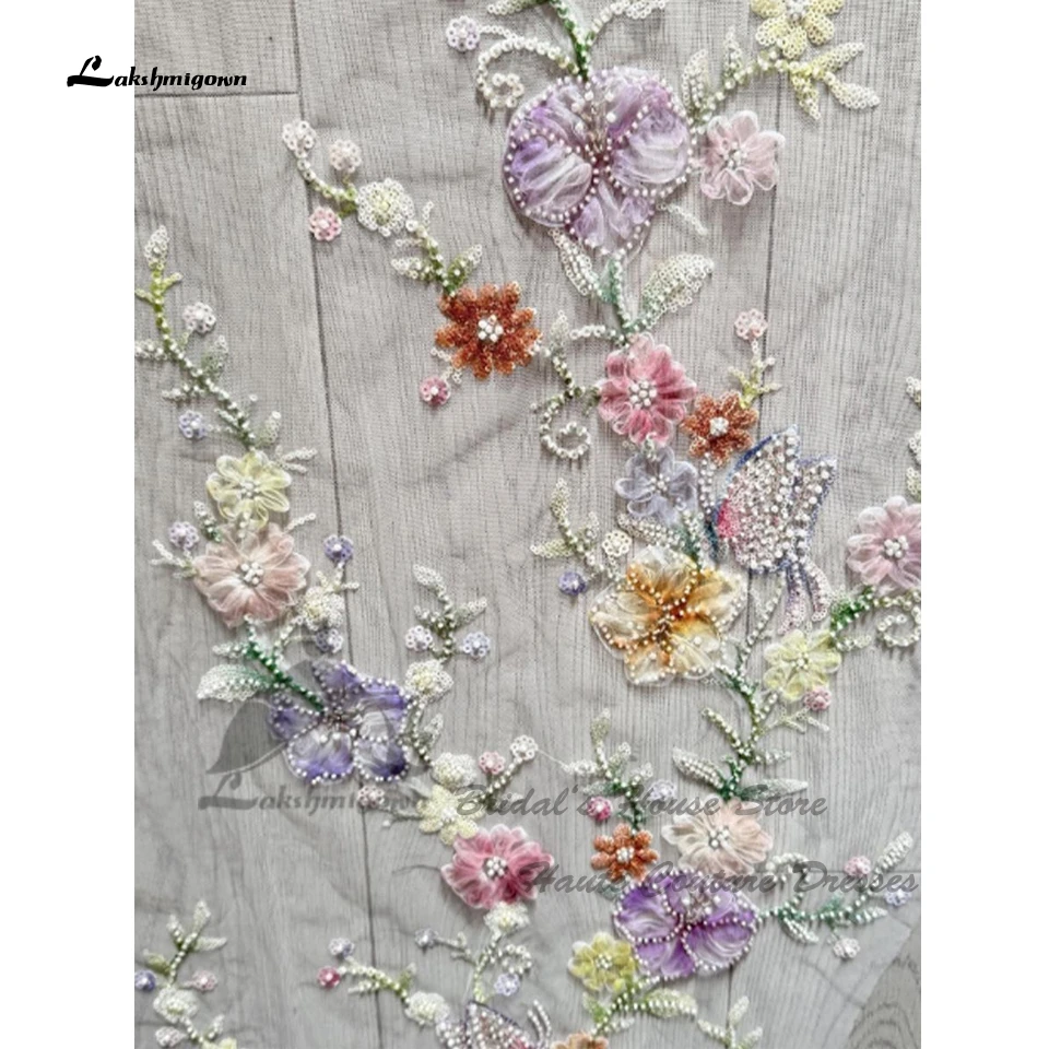Lakshmigown Luxuriöse Blumen-Spitzen-Boho-Hochzeitskleider 2026 Sexy Damen Strand-Brautkleider V-Ausschnitt Spaghettiträger Maßanfertigung – Detail 4
