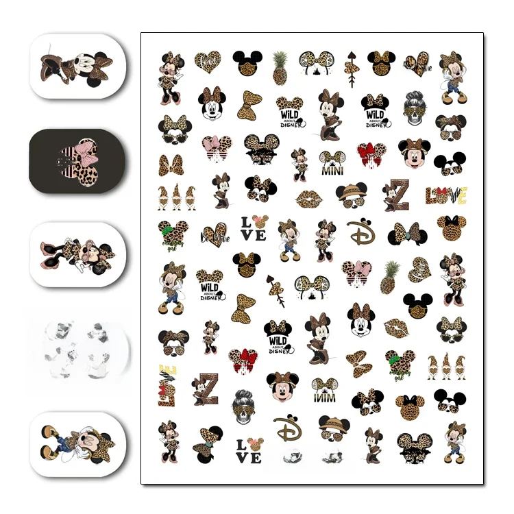Disney Leopard Mickey Minnie Nagel Aufkleber Liebe Cartoon Maus Nagel Aufkleber Wasser 3,15 Zoll *