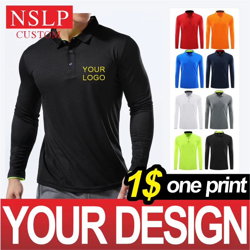 Quick-drying Polo Shirt Customization/design Logo men and women Long-Sleeved Casual Polo shirt Fashion Lapel Your Design S-6XL