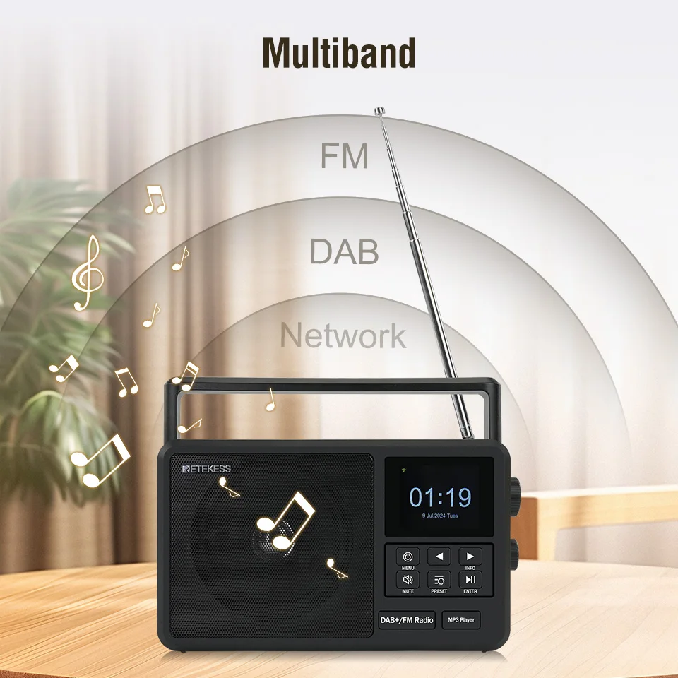 Интернет-радио Retekss TR640, DAB-радио, портативное FM-радио, тысячи глобальных радиостанций, подходящее для семей и путешествий