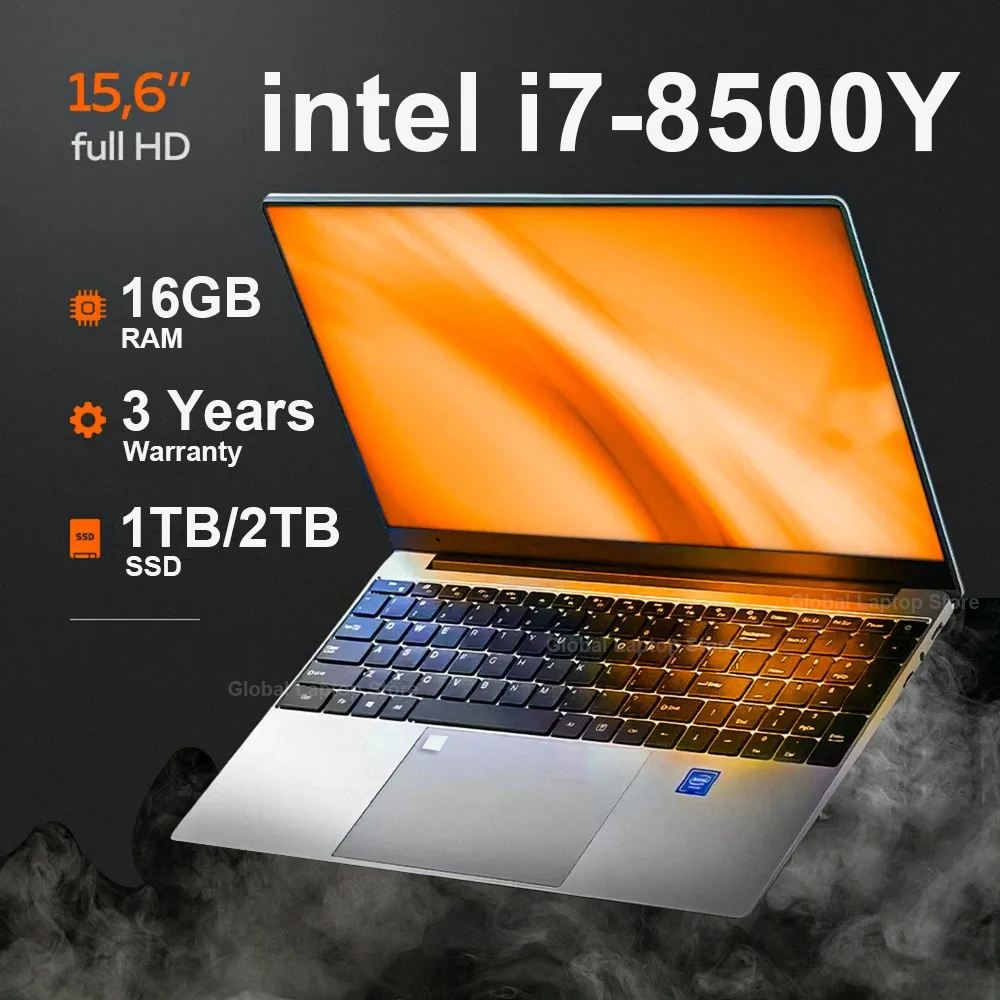 15.6 inch Portable i7 Laptop Fingerprint Unlock Notebook 16GB 1TB Windows 11 Gaming Laptops Computer Intel i7-8500Y Notebook PC