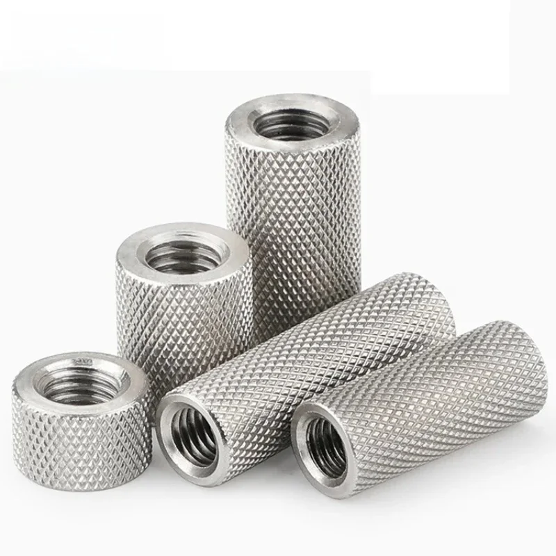 Écrou de vis à main moleté à tête plate cylindrique étendue en acier inoxydable 304, écrou de réglage en maille M2 M2.5 M3 M4 M5 M6 ~ M16