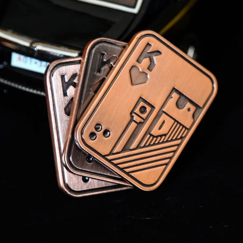 KKK Metal Skull Push Slider Stress Relief Toy Anti Stress EDC Top Spinning Poker Toys Decompress Magnetic Toys Adults Gifts