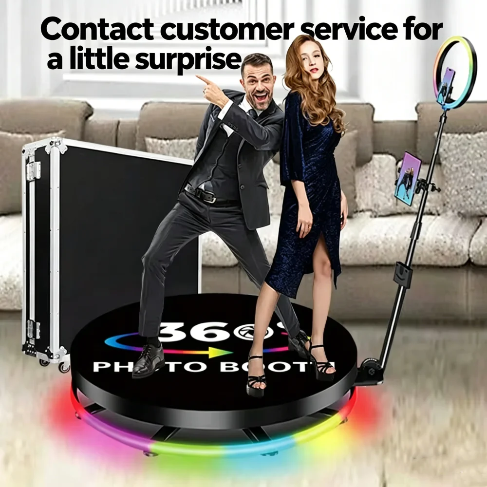 Photomaton rotatif 360° pour photographie privée, contrôle du volume vidéo pour contrôler le photomaton lumineux 360°, version domestique Selfie 360
