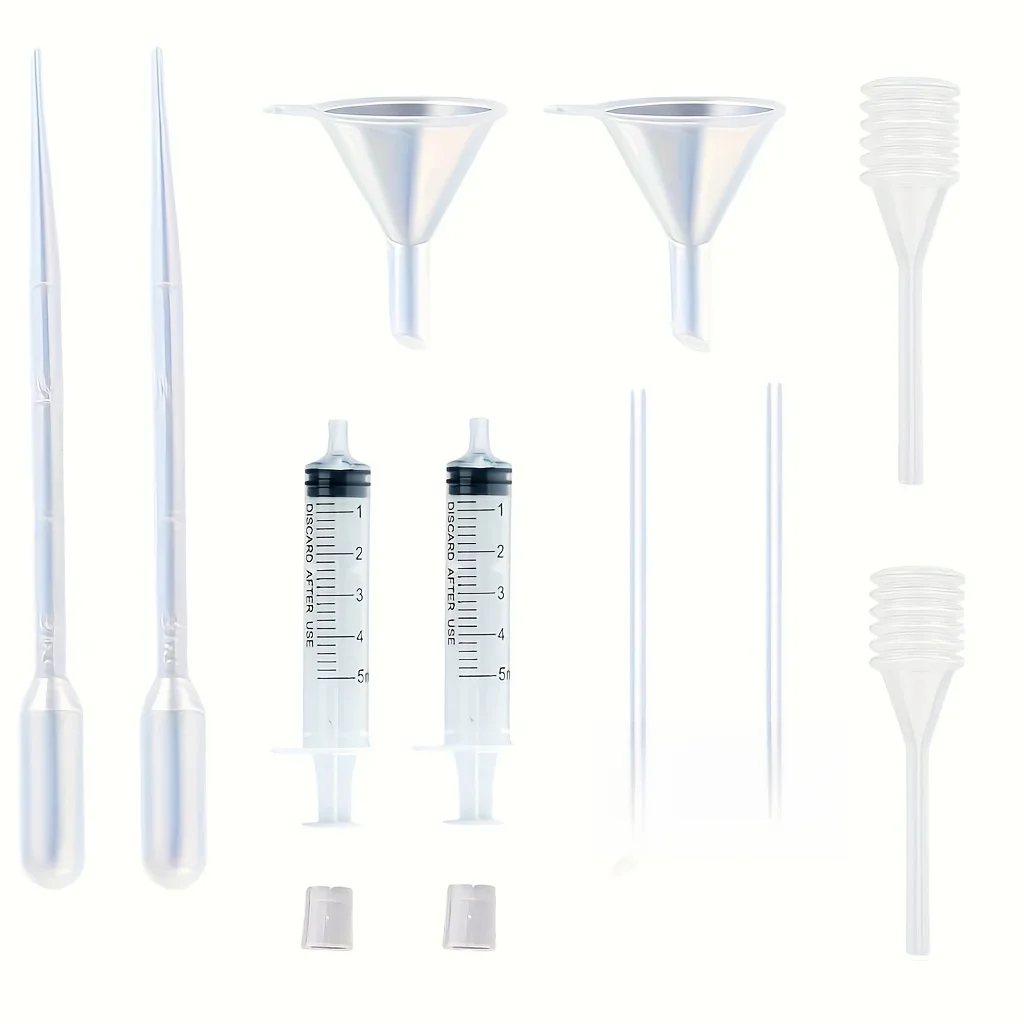Ensemble distributeur de parfum 12 pièces - 2 seringues, 2 pipettes, 2 séparateurs de parfum, 2 convertisseurs, 2 entonnoirs, 2 pipettes à ressort
