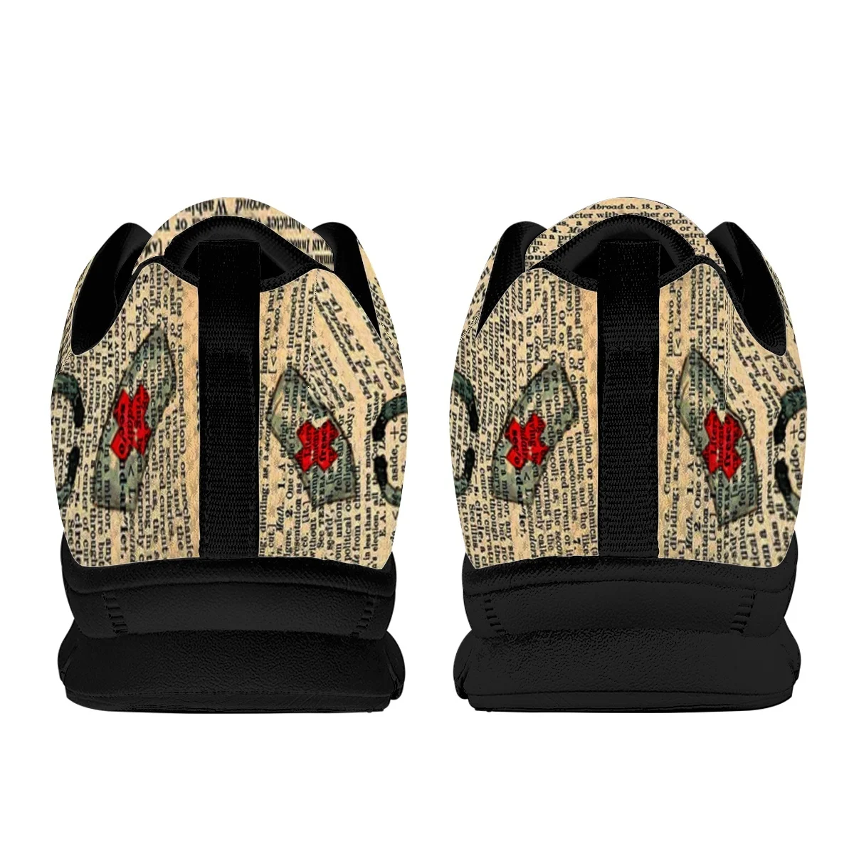 INSTANTARTS Old Newspaper Nurse Design Flat Shoes for Women Wear-Resistant Running Sneakers Ladies Nurse Shoes Casual Zapatos