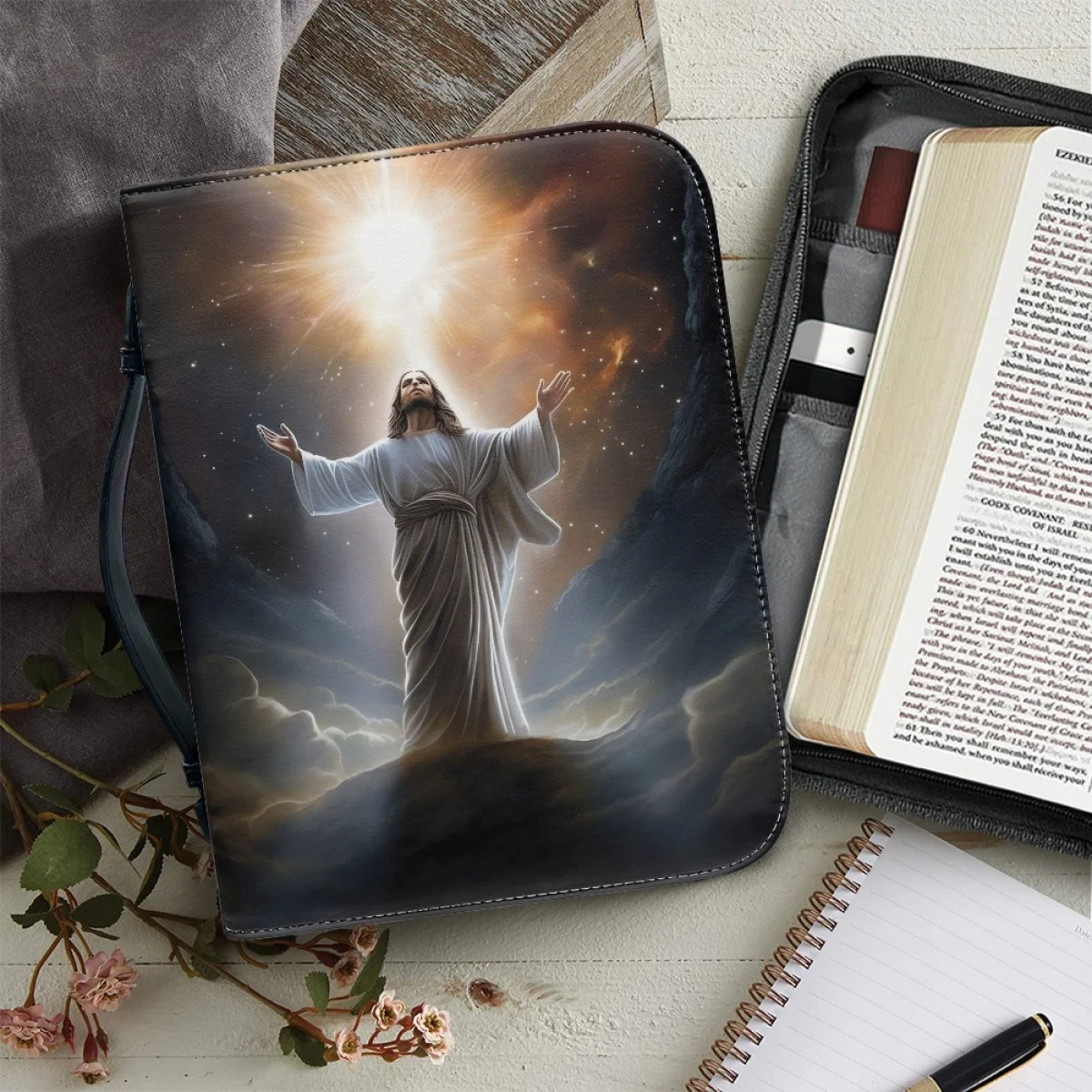 

Women's Leather Totes Utility Bible Bag Church Prayer Jesus Cloth Christian Cross Large Capacity Bible Case Bolsas Para Mujeres