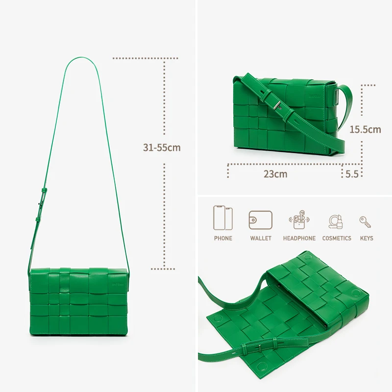 BAFELLI HANDBAG 2025 NEW WOVEN FASHION GENUINE LEATHER BOX BAG SHOULDER CROSSBODY PURSE WOMEN\'S FEMALE LUXURY BRAND CLASSICAL