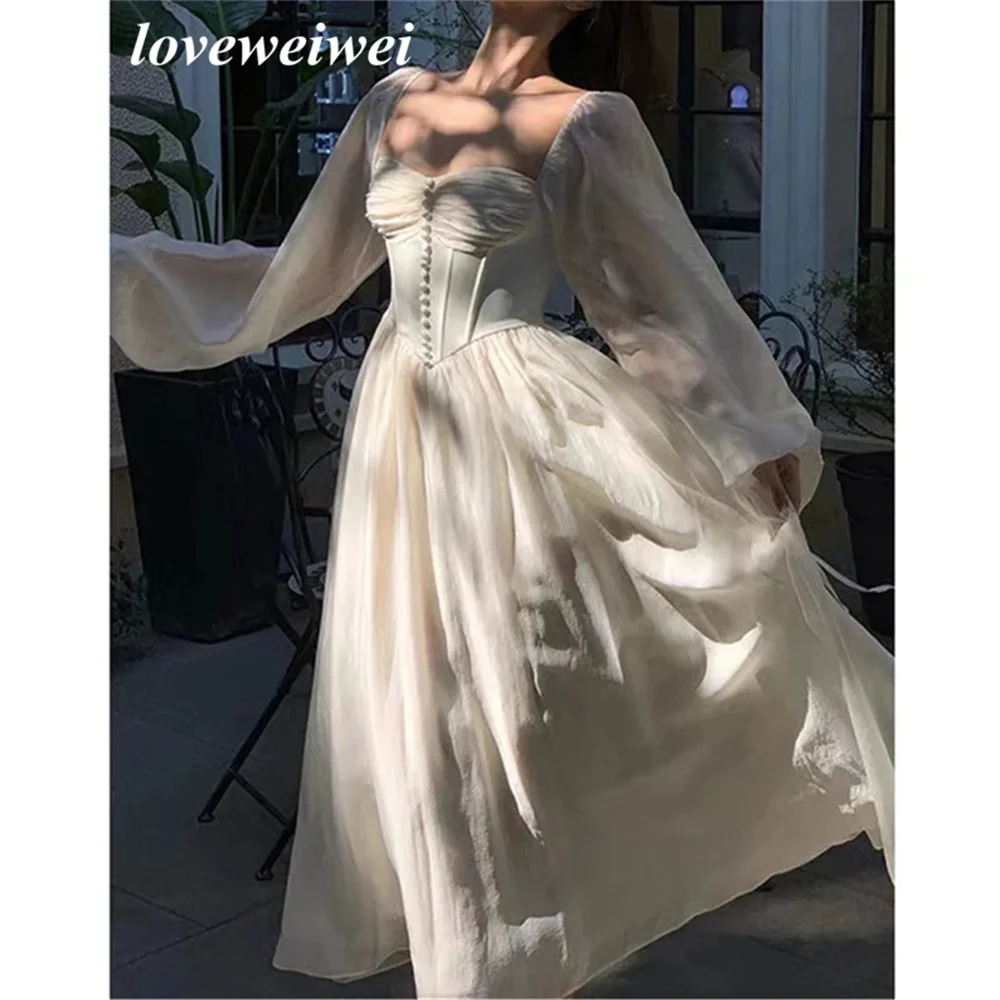 Elegant Vintage Ivory Prom Dresses Sweatheart Wedding Party Dress Button Off The Shoulder Evening Dresses платье на выпускной