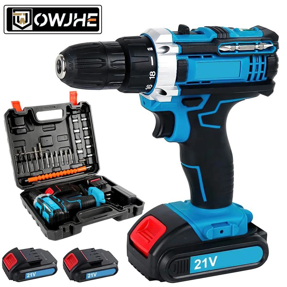 Perceuse à percussion sans fil 21V, tournevis électrique 45Nm, marteau perforateur électrique, Mini perceuse sans fil, batterie Lithium-Ion, outils électriques