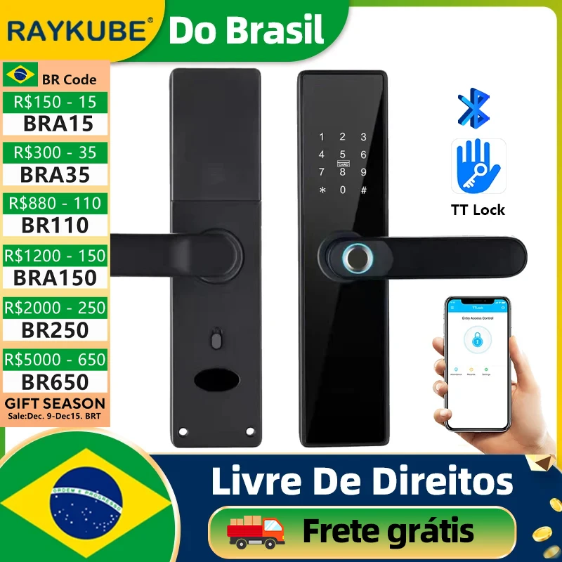 Do Brasil RAYKUBE H4 TT Lock Bluetooth Electronic Lock Door Lock Fingerprint Digital Door Lock APP/IC card/ Password/Key Unlock