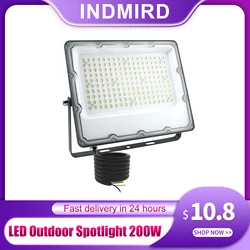 플러그 없는 LED 야외 스포트라이트, 쿨 화이트 LED 투광 조명, IP66 방수, 200W,20000LM, 6500K