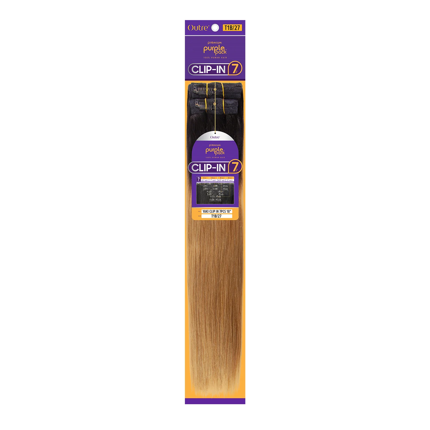 

Outre Human Hair Weave Premium Purple Pack Yaki Clip-in 7Pcs 18"