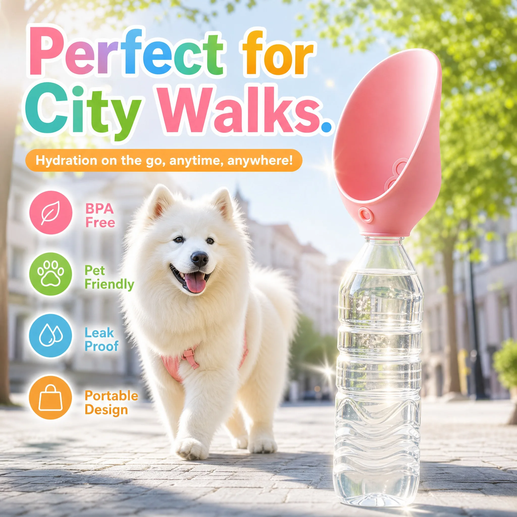 Tragbarer Outdoor-Trinkbecher für Haustiere, faltbare Silikon-Blattflasche mit universellem Flaschenmundstück für Reisen, Wasserspender für Katzen und Hunde