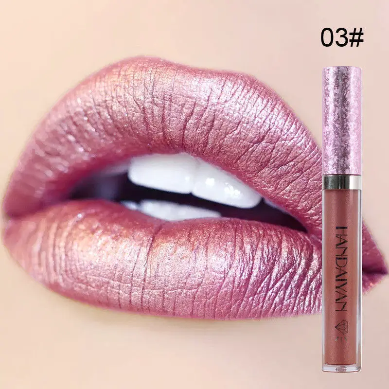 Brillo de labios nacarado de diamante, lápiz labial líquido hidratante duradero, resistente al agua, taza antiadherente, espejo de agua, maquillaje Sexy