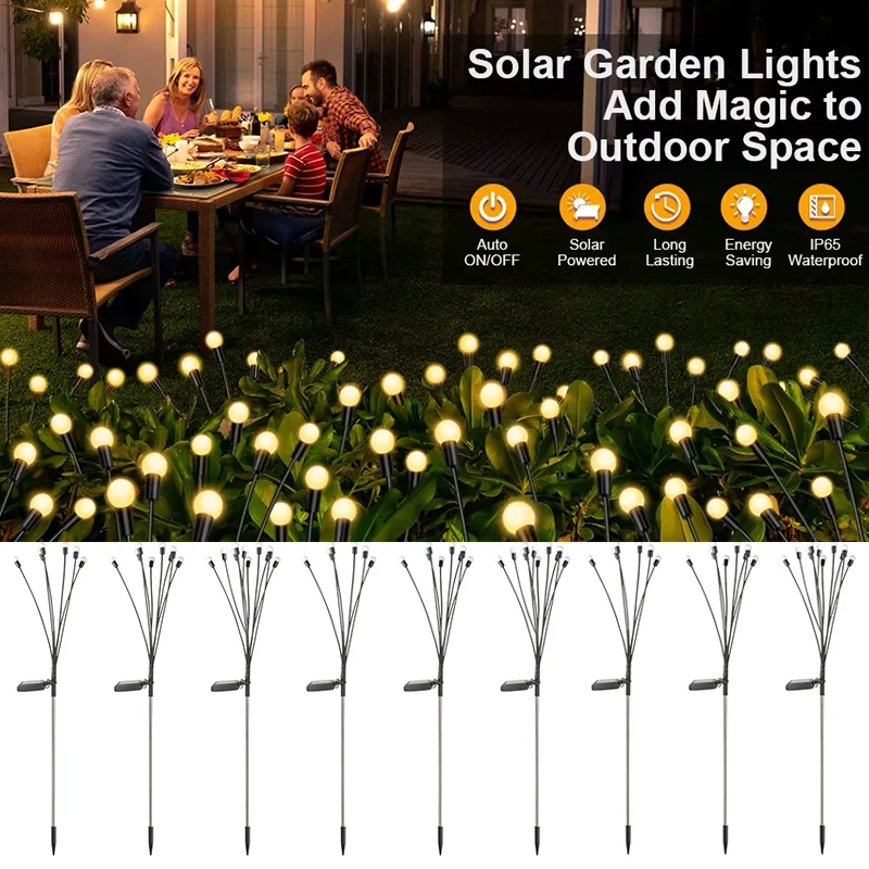 

Solar Firefly Lights Outdoor Waterproof Garden Patio Yard Balcony Arrangement Yard Landscape Ambiance Ground Plug Lawn Lights