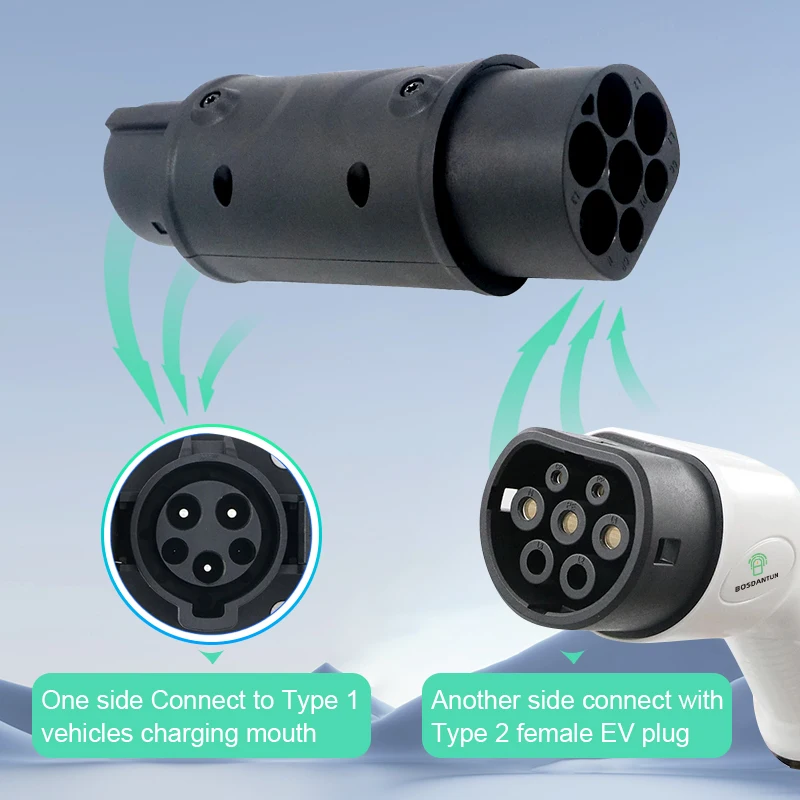 BOSDANTUN type2 to gbt Adapter 32a 22kw  EV Charger Adaptor Type 2 to Type 1 AC Electric Vehicle Cars Charging Converters J1772