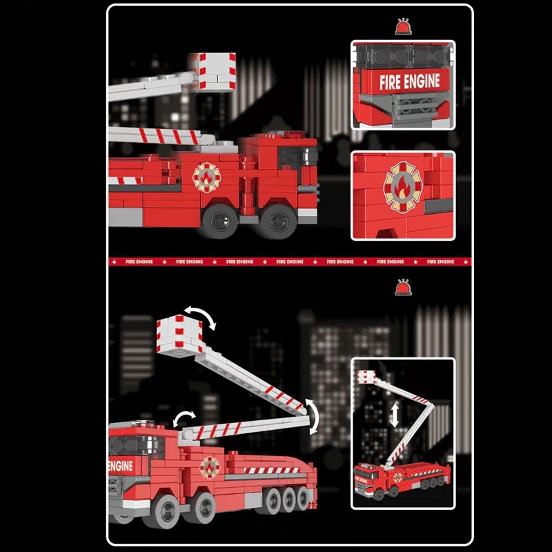ชุดอาคารสถานีดับเพลิงสไตล์วินเทจ ฉากถนนเมือง สถาปัตยกรรมแบบโมดูลาร์ ชุดประกอบบล็อก ของเล่นเสริมพัฒนาการ ของขวัญ