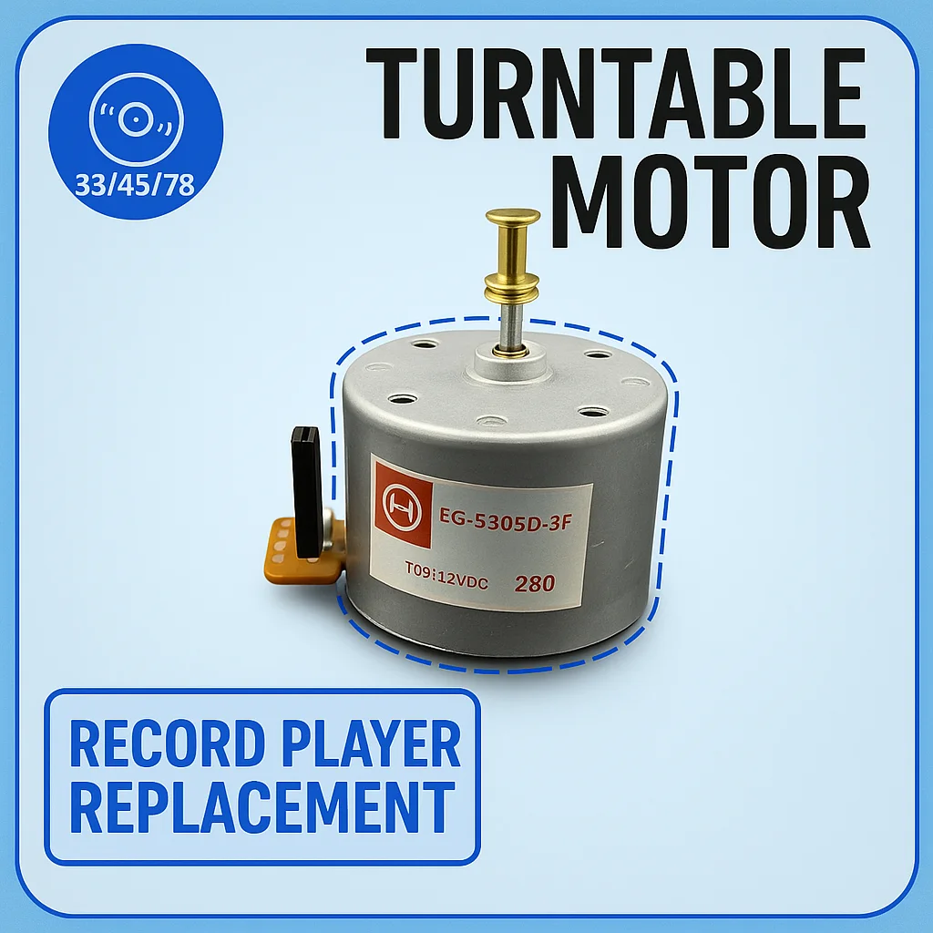 Turntable Motor 33/45/78 RPM EG-530SD-3F | 9-12V DC Motor for Vinyl Record Player Replacement & Repair Parts