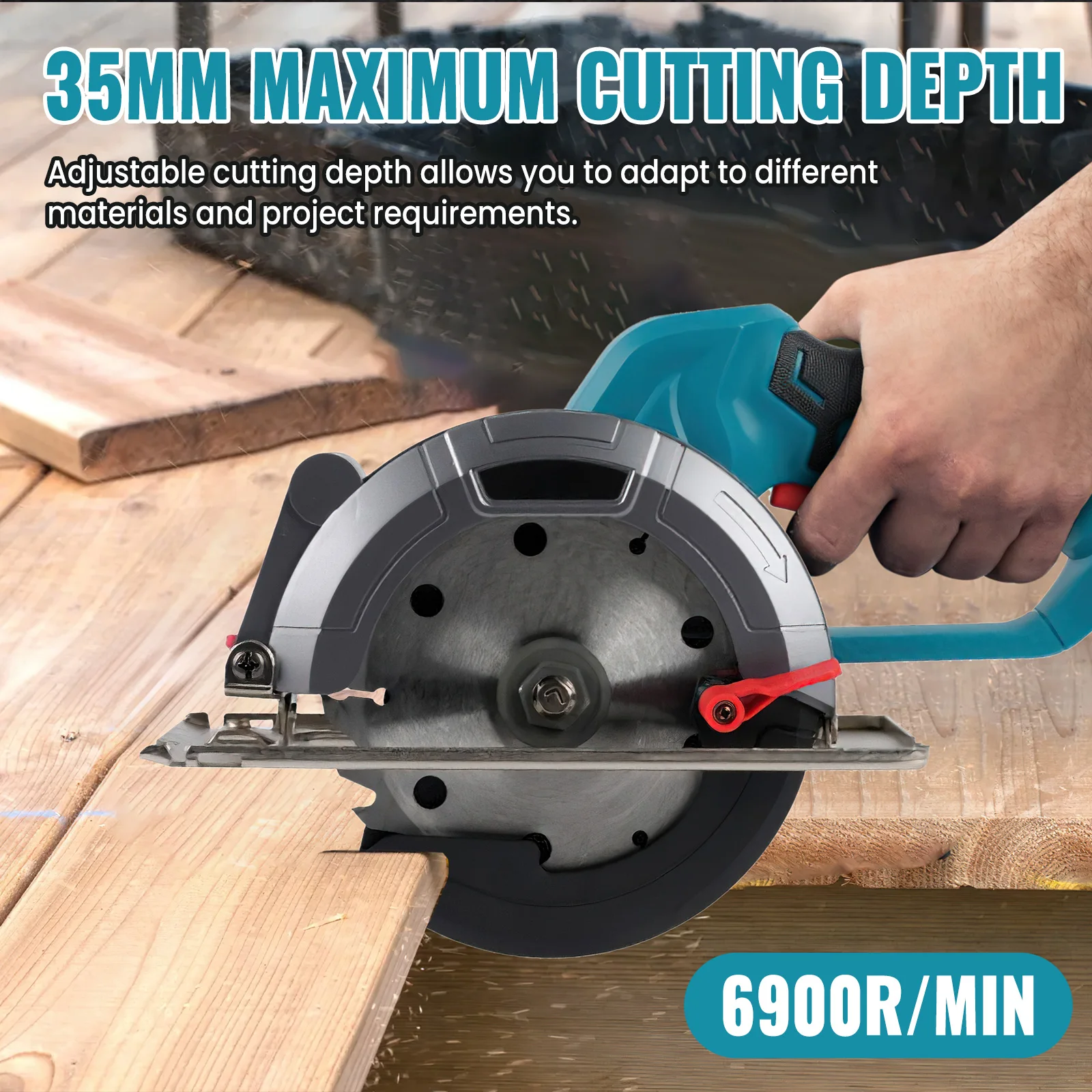 6Inch 800W Brushless Circular Saw Multifunctional Cutting Tool Handheld Cordless Electric Chainsaw for Makita 18V Battery