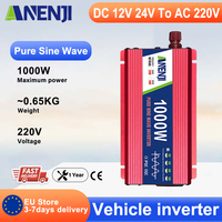 ANENJI 1000W Pure Sine Wave Inverter 12V/24V DC to AC 110V/220V Portable Power Voltage Converter Car Solar Inverter