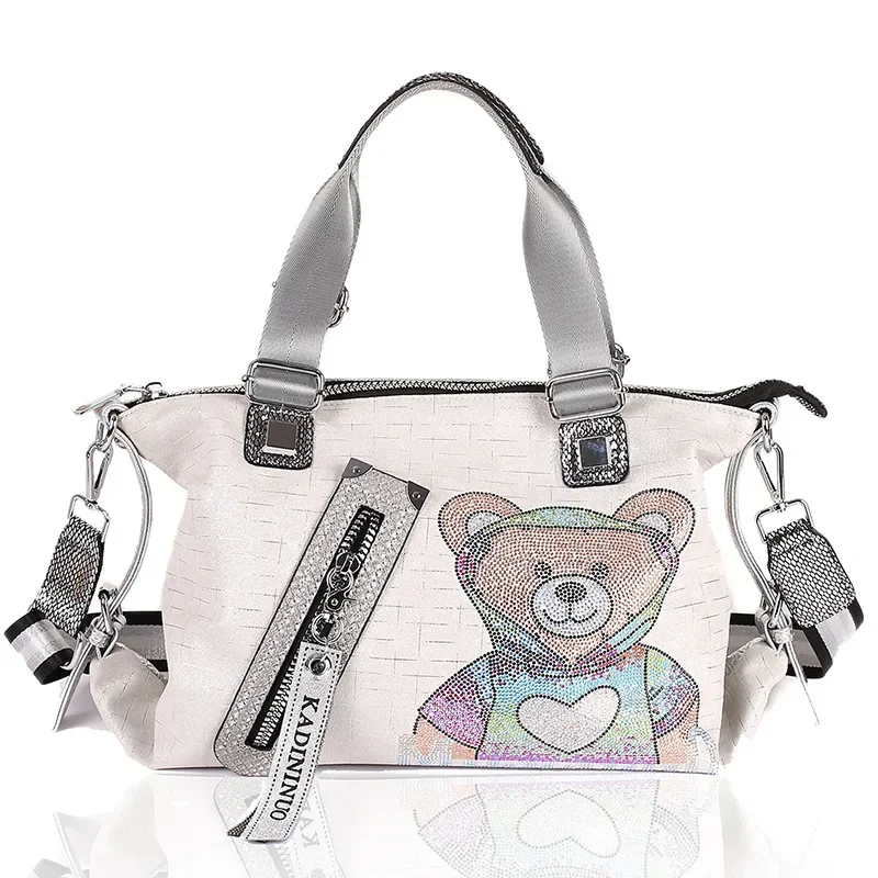 Luksusowe torebki markowe z kryształkami marki 2021, modne diamentowe torby Crossbody o dużej pojemności, damska torba na ramię z misiem Sac A Main — zdjęcie 2