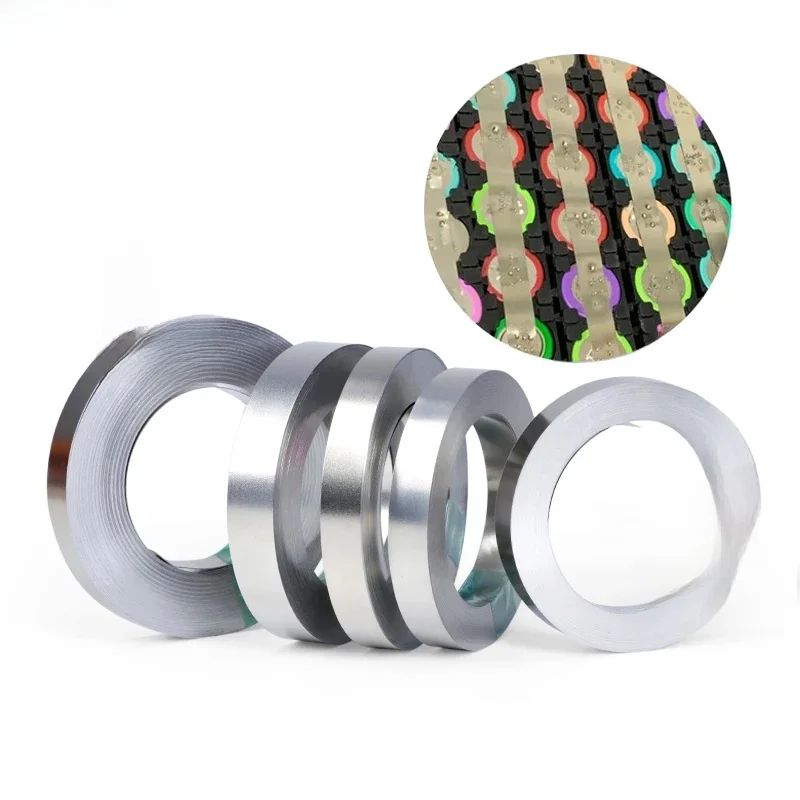 10 m/rolka pasek niklowany 18650 złącze akumulatora litowo-jonowego 0,1 mm 0,12 mm 0,15 mm 0,2 mm zgrzewanie punktowe stalowe złącza Battrey — zdjęcie 2