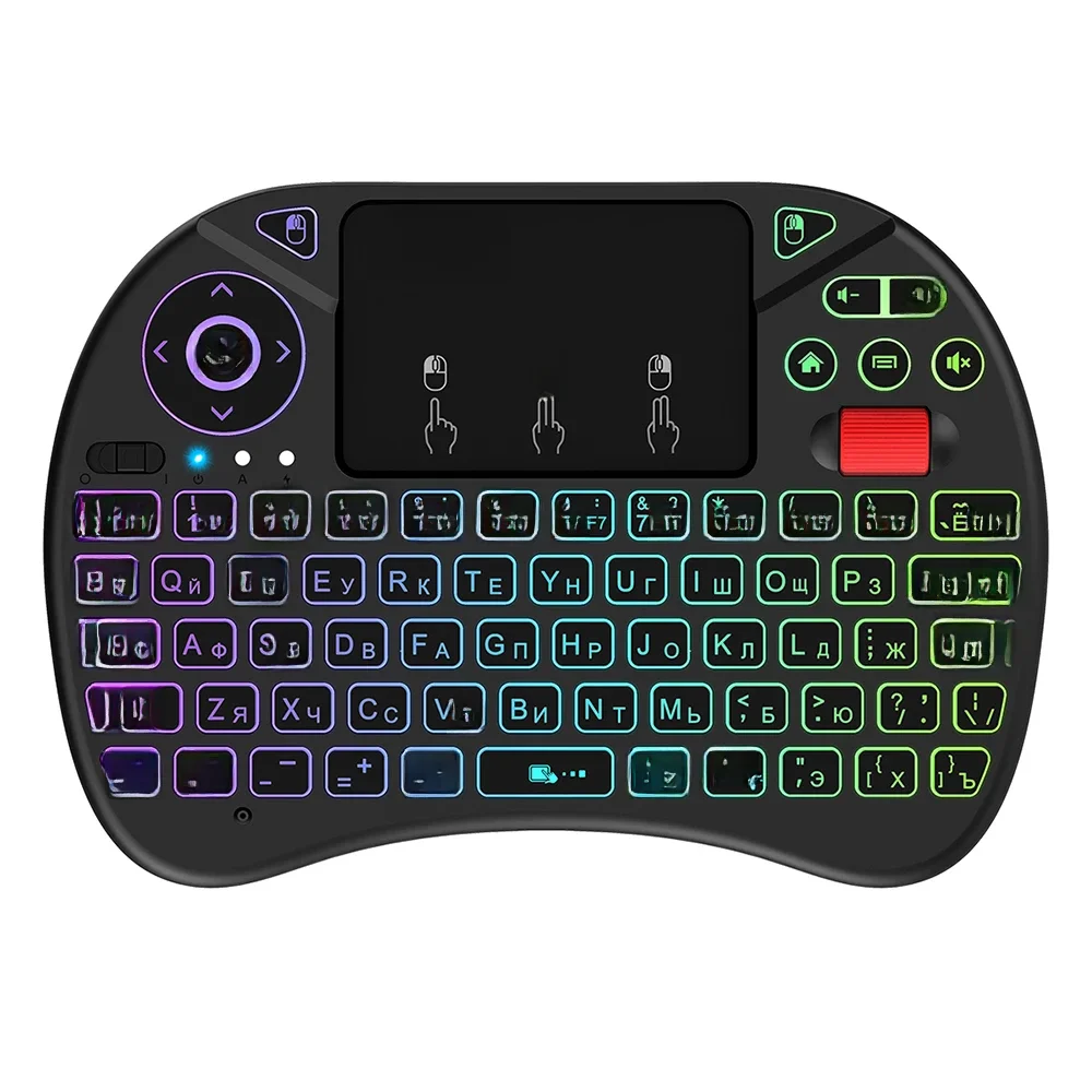 Rii X8 podświetlana mini klawiatura bezprzewodowa angielski rosyjski portugalski 2.4G Air Mouse zdalny touchpad dla Android TV Box PC — zdjęcie 2