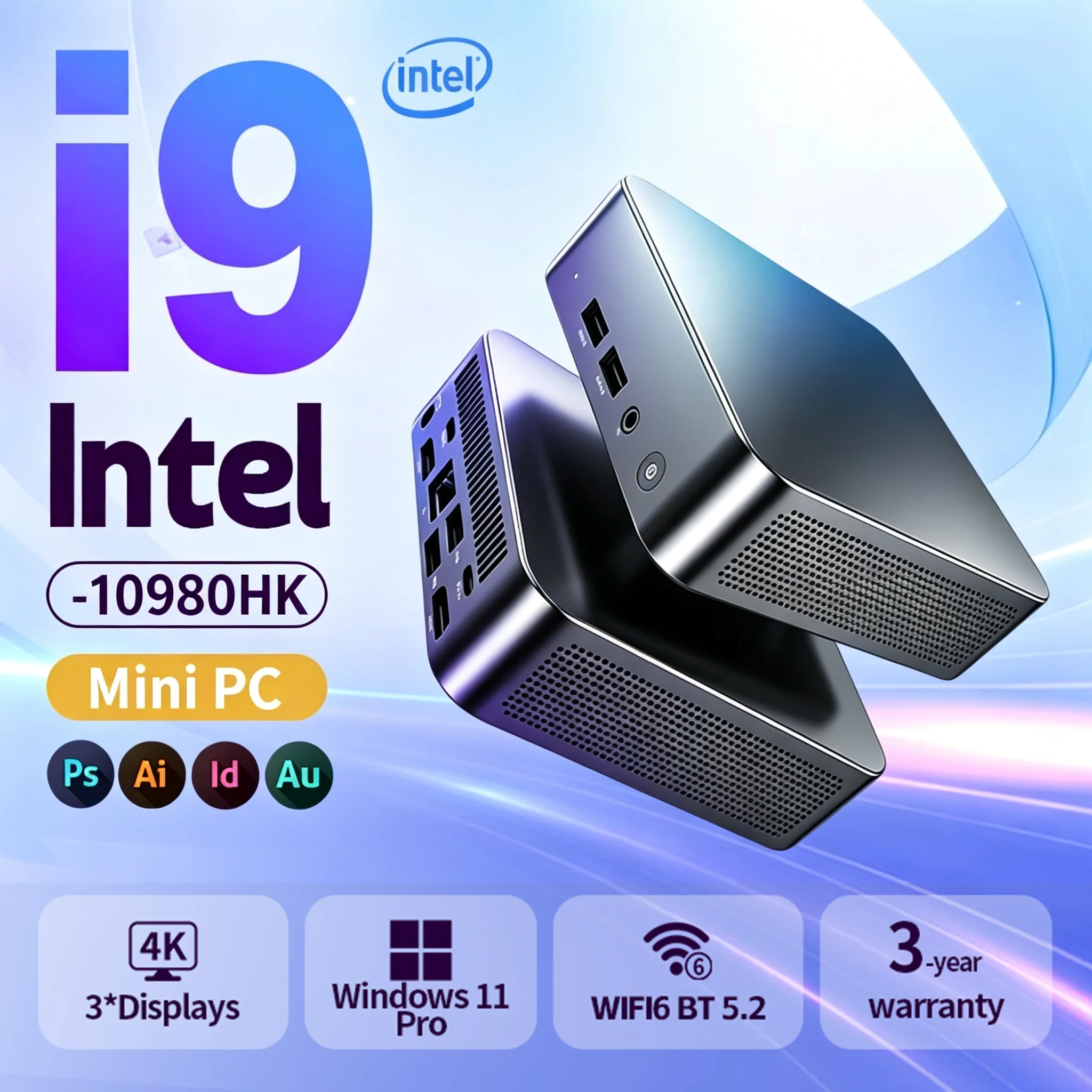 2026 Mini-computer 4K HD Intel Core I9 10980HK 16GB DDR4 1/2TB SSD PC Windows 11 UHD Graphics Pocket PC 4K HD Mini Gaming PC Desktop