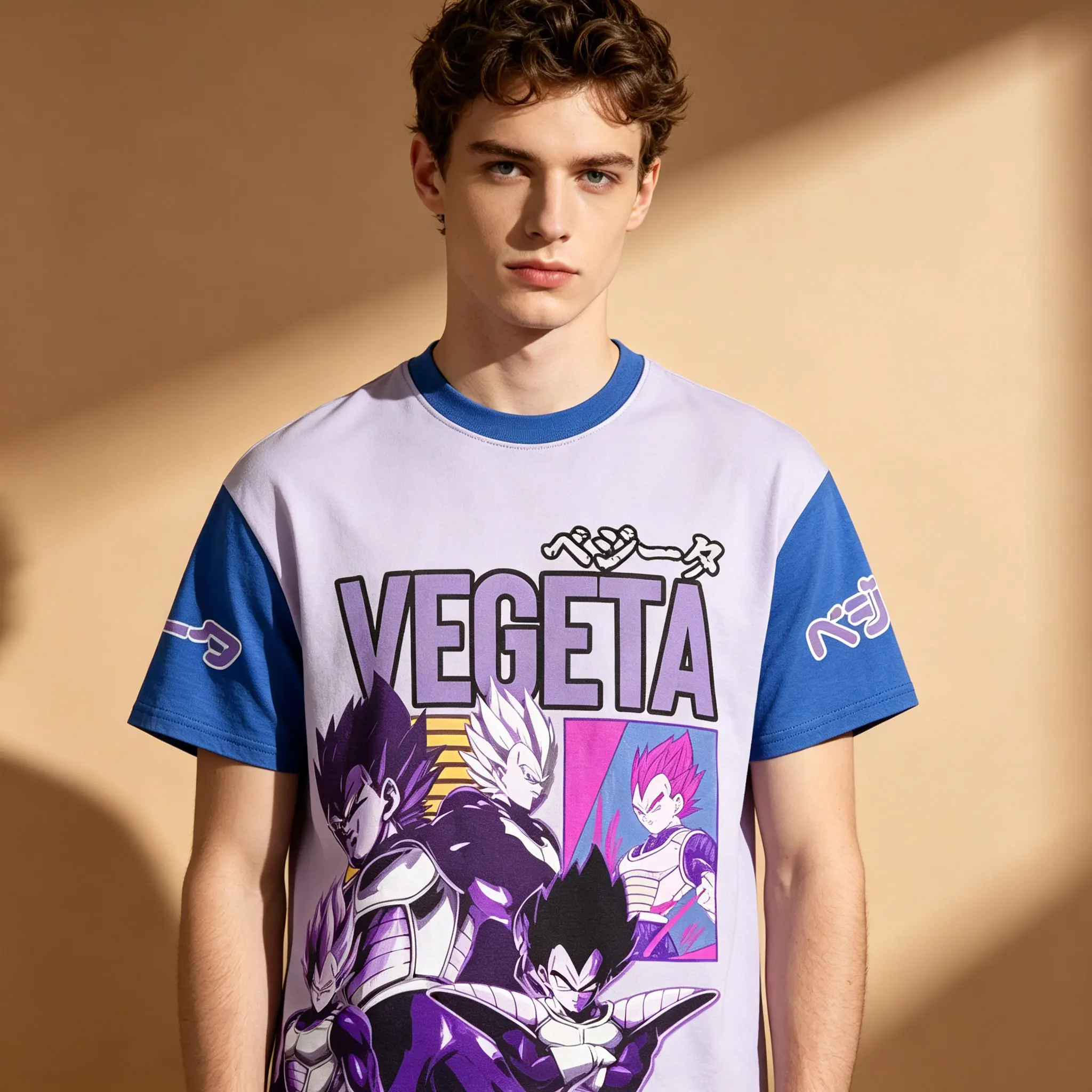 2026 Herren Dragon Ball Super Vegeta Multi-Form Japanischer Text Raglan T-Shirt Sommer Outdoor Sport O-Ausschnitt Slim Fit Kurzarm