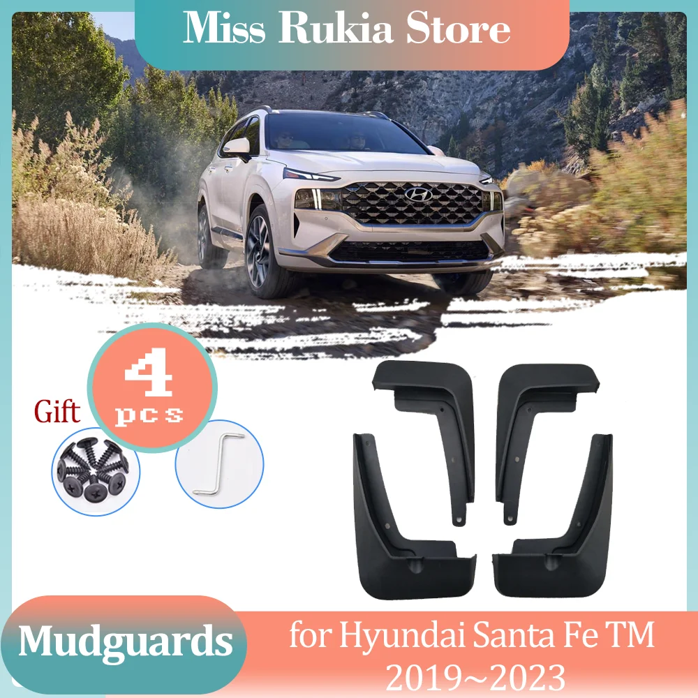 

4 шт. брызговики для Hyundai Santa Fe TM 2019~2023 2020 брызговики, расширители крыльев, спойлеры, передние и задние защитные щитки, аксессуары