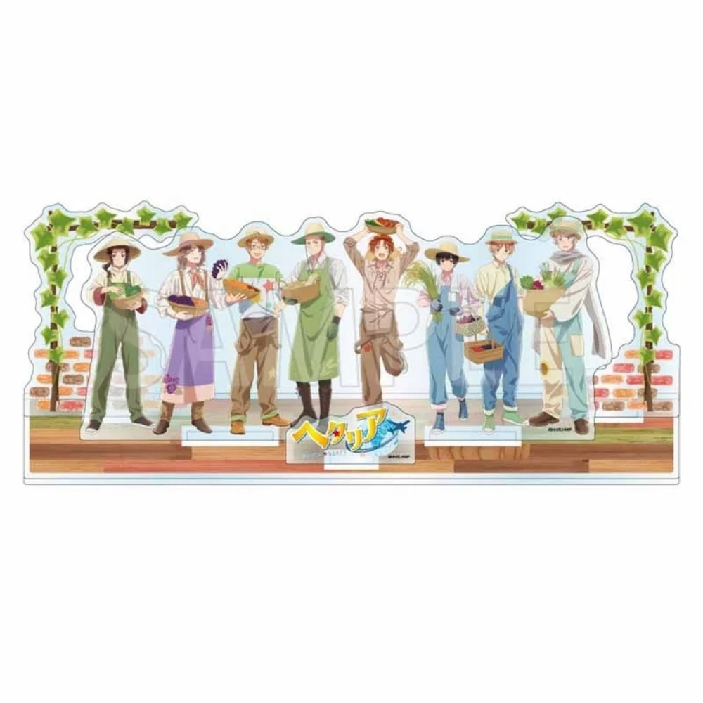 Harvest Festival Anime Acrylic Stand Figure 15cm Farm Wear Straw Hat Boy Basket Model Desk Ornament Gift Keychain