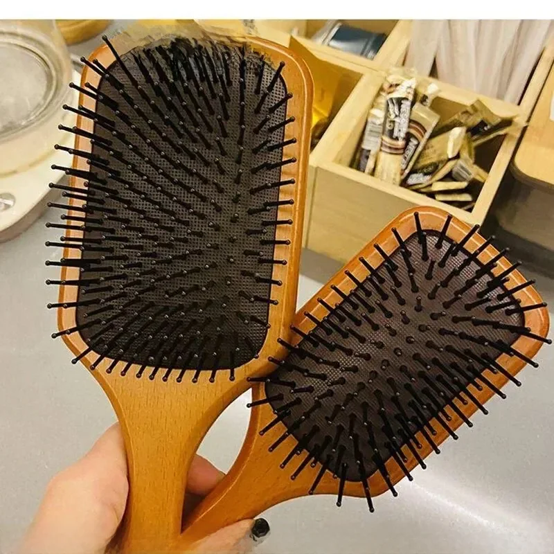 Peigne de Massage Airbag en bois, soins du cuir chevelu, cheveux bouclés féminins, haute qualité, antistatique, perte de cheveux, grande planche, peigne de maquillage