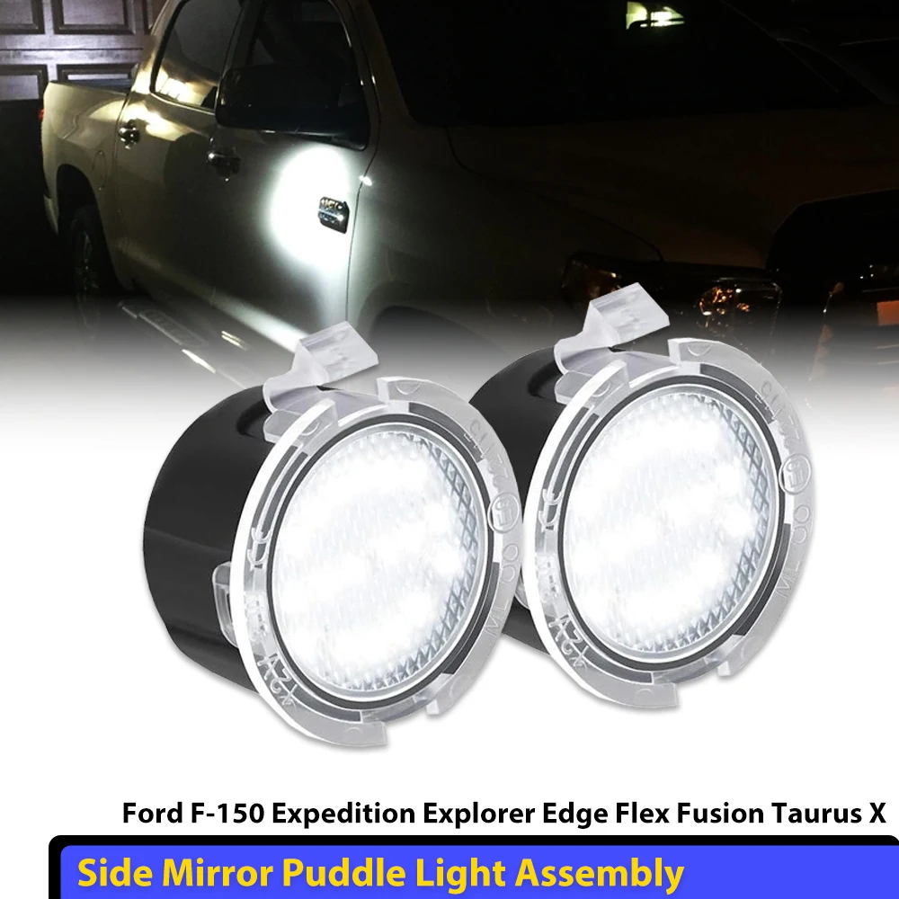 

2Pcs Canbus No Error LED Side Mirror Puddle Lights For Ford F150 Mondeo Mk5 Mustang Edge Explorer Expedition Flex 6000K White