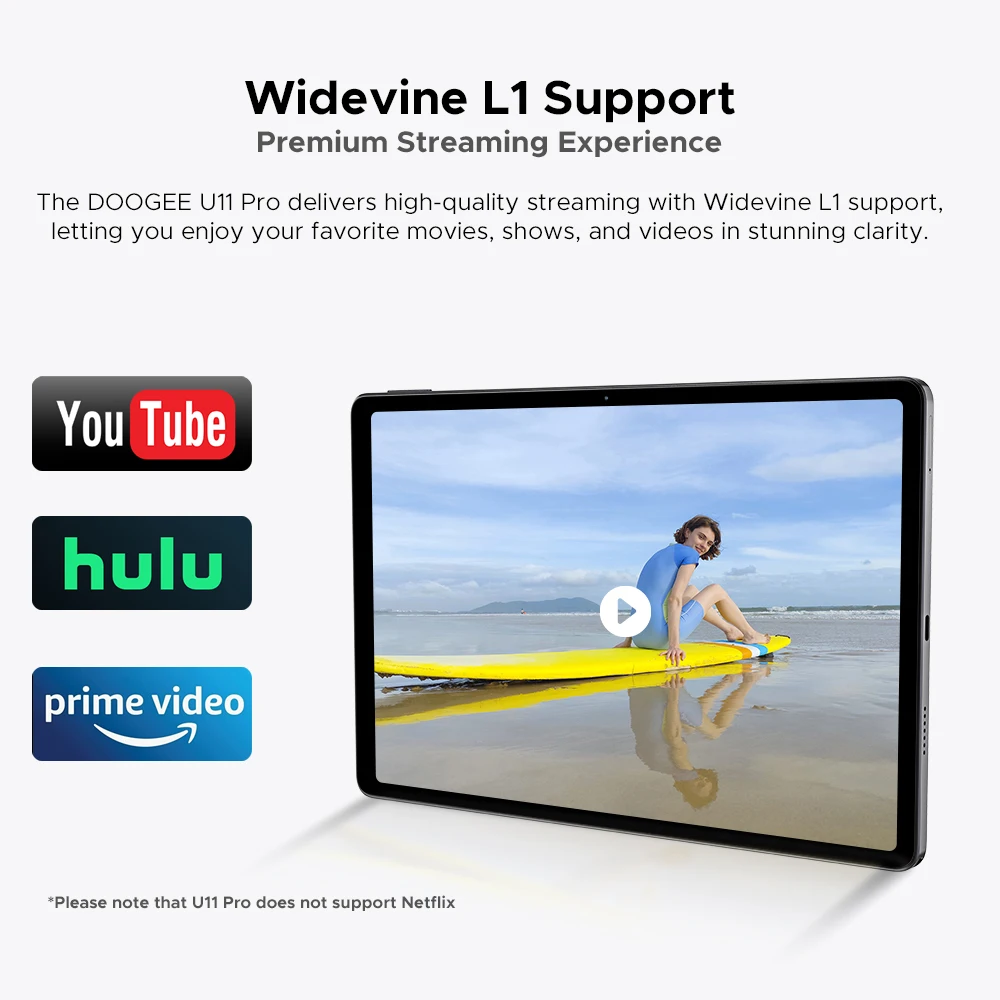 الإصدار العالمي DOOGEE U11 Pro Android 15 Tablet 30GB(6+24) 256GB 11 "HD 90 هرتز عرض بطارية 8580 مللي أمبير في الساعة Unisoc T7200 Widevine L1