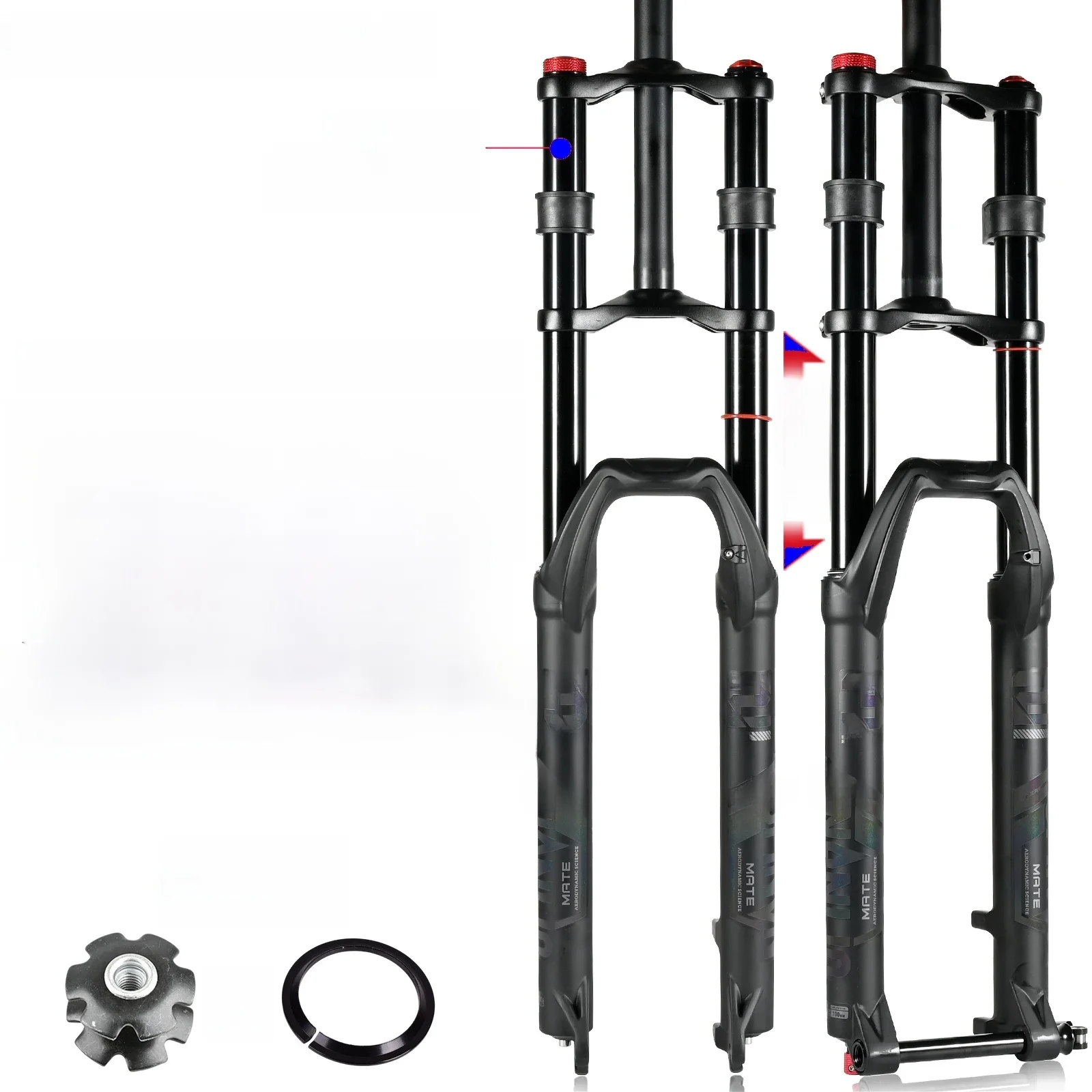 AliExpress NANLIO NanLio Double Shoulder Snow Front Fork 27.5inch / 29*2.5 inch MTB Fork 150mm Travel Air Supension Bike Fork E-bike Fork 15/9MM