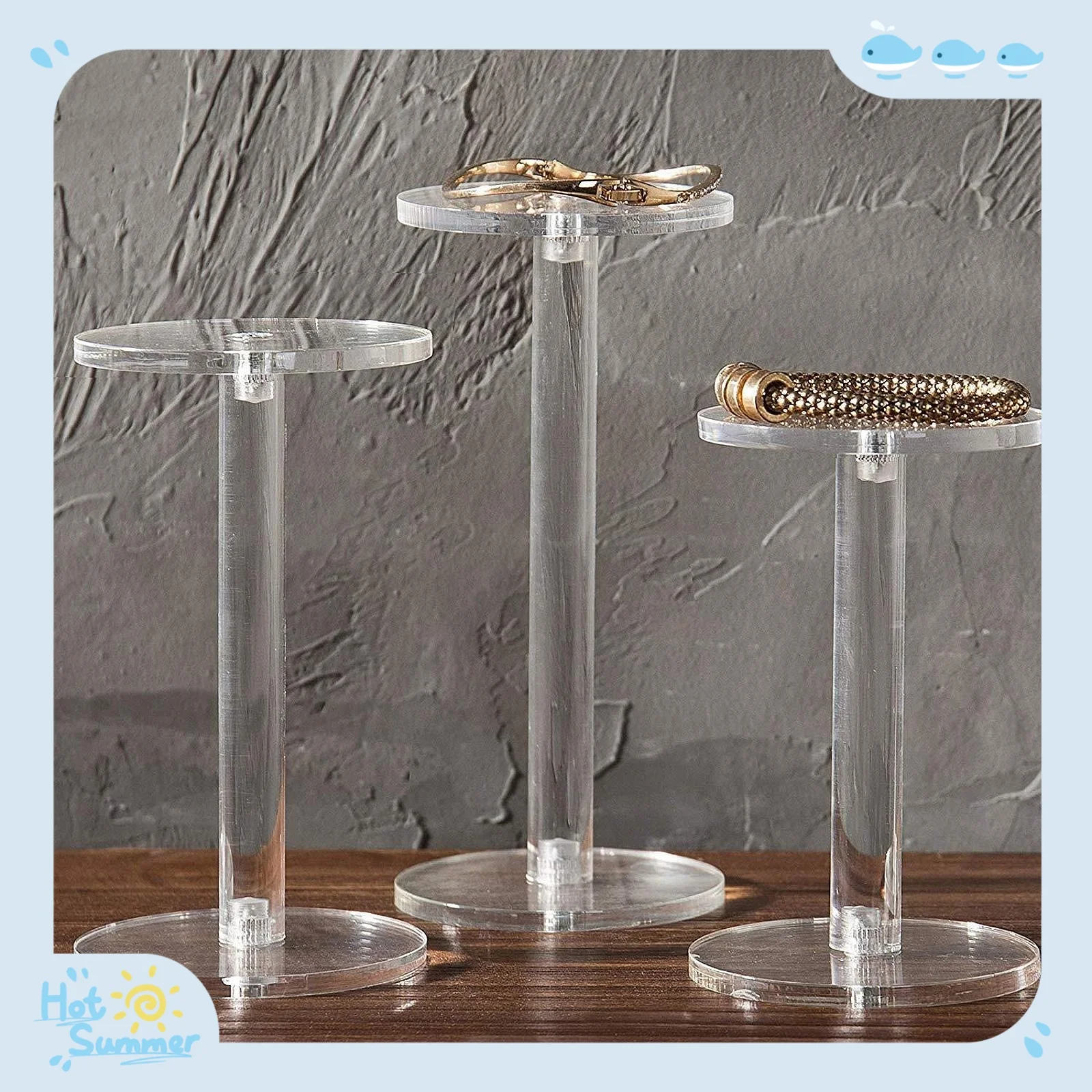 3pcs Round Acrylic Display Riser Stand for Action Figures Rocks Collectibles Display Stand Clear Acrylic Display Platform Toy