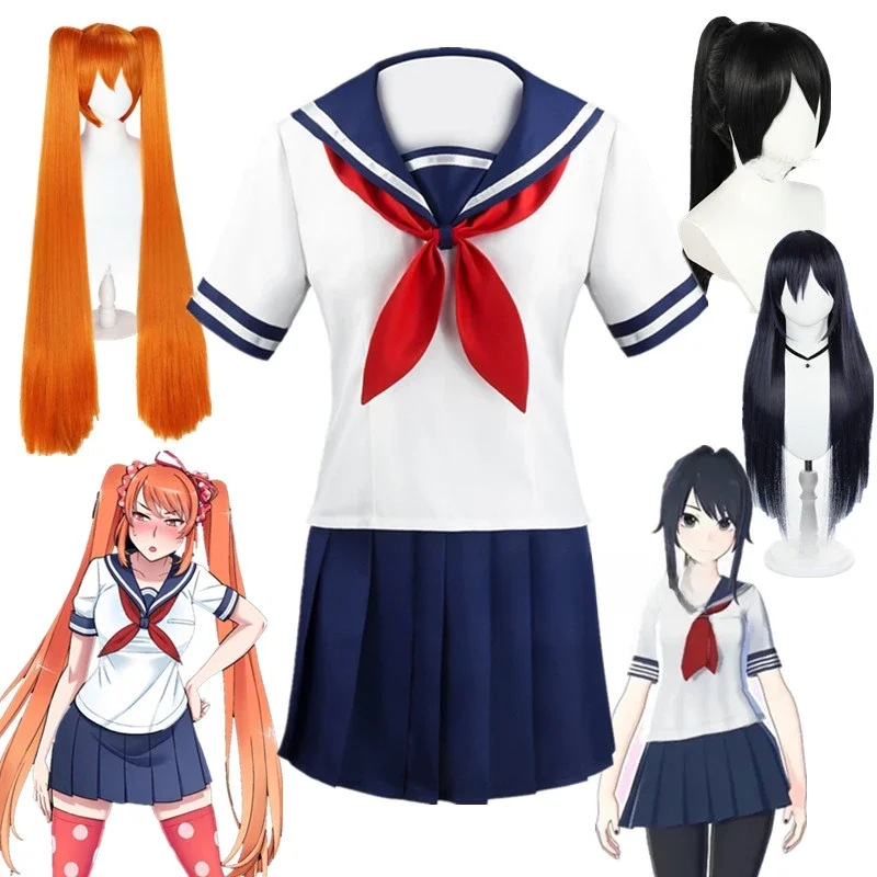 Gra Yandere Simulator Osana Najimi kostiumy Cosplay peruka Ayano Aishi dziewczyna szkoła JK jednolita koszula marynarska spódnica sukienka ubrania — zdjęcie 2