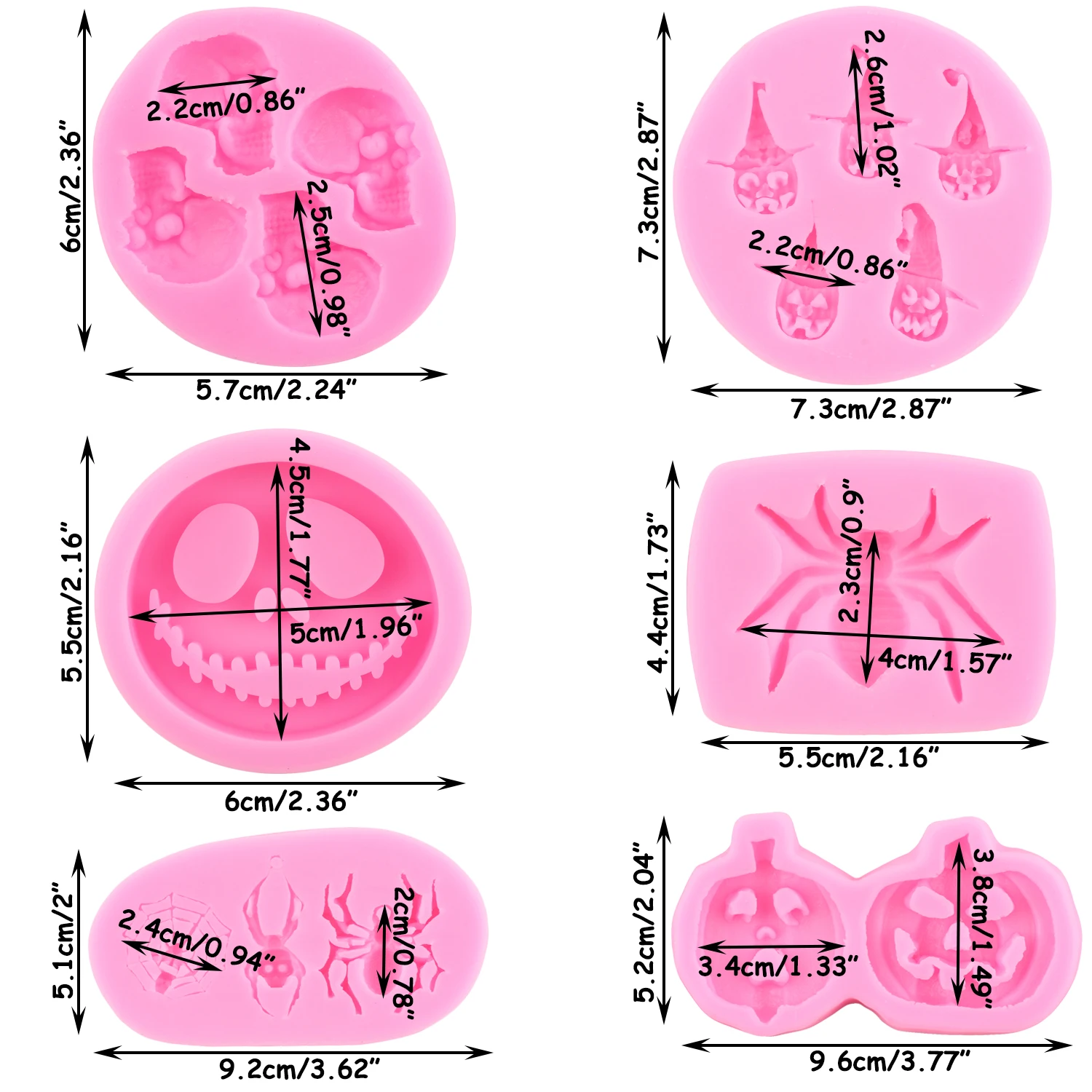 Halloween Skull Pumpkin Witch Silicone Mold Jack Clown Spider Fondant Molds Cake Decorating Tools Chocolate Candy Gumpaste Mould